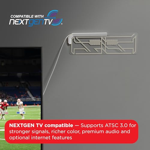 UltraPro Indoor TV Antenna for Smart TV, Long Range HD Local Channels, Easily Mount on Wall or Window, Supports 4K 1080P HDTV VHF UHF, 360° Reception, Clear, 86002 by UltraPro - Used condition - Image 5