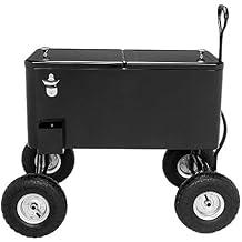 VINGLI 80 Quart Wagon Rolling Cooler Ice Chest, w/Long Handle and 10" Wheels, Portable Beach Patio Party Bar Cold Drink Beverage, Outdoor Park Cart on Wheels