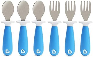 Munchkin 6 Count Raise Toddler Forks and Spoons, Blue, 12+