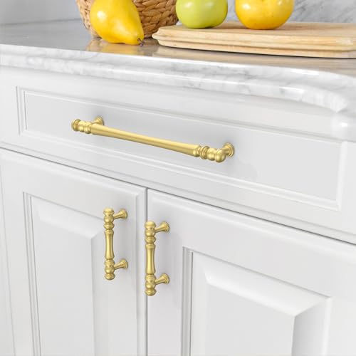 Amerdeco 10 Pack Heavy Duty Solid Zinc Alloy Brushed Gold Cabinet Pulls - 7.5" Hole Centers (192mm) Gold Handles Suitable for Kitchen, Bathroom Drawers and Furniture Handles by Amerdeco - Used condition - Image 3