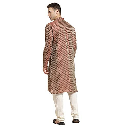 Image of Sojanya (Since 1958 Men'S Cotton Linen Blue Foil Printed Only Long Kurta