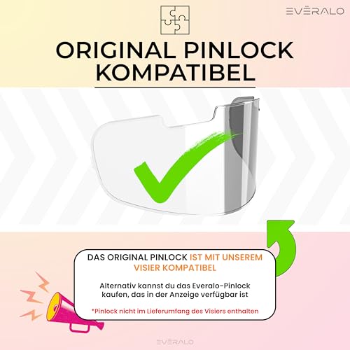 Everalo Kompatibel mit Arai Rx7v Visier - Vas v - Chaser X - Rx7x - Quantum X - Quantic - Signet X - Defiant X - Concept X - Profile V - Qv Pro Vas - Helmvisier Pinlock Ready (Photochromatic)
