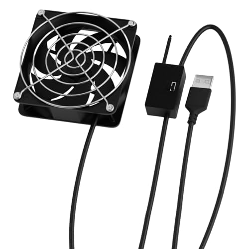 SZYDD USB Powered Temperature Control Cooling Fan 3 Speed Adjustable Thermostat 8x8cm for Router Gaming Console Power Supply Temperature Control Cooling Fan Three-Speed Fan