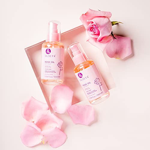 Luseta Rose Oil Hair Oil Moisturizing, Hydrating & Nourishing Serum For All Hair Types Dry Scalp Treatment 3.38Oz #TOP3