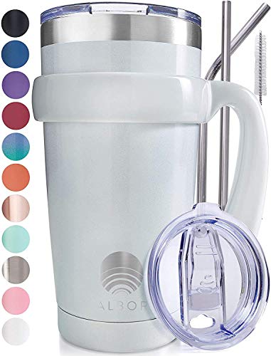 ALBOR Triple Insulated Stainless Steel Tumbler 20 oz Holo White Coffee Travel Mug