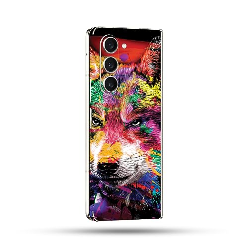 Image of MightySkins Skin Compatible with Samsung Galaxy Z Fold 5 Full Wrap - Rainbow Wolf | Protective, Durable, and Unique Vinyl Decal wrap Cover | Easy to Apply, Remove, and Change Styles | Made in The USA