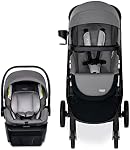 Britax Willow Brook Travel System With Aspen Base — Graphite Glacier | Car Seat Stroller Combo; Brook Stroller & Willow Infant Car Seat; ClickTight Technology & RightSize System; Child Tray