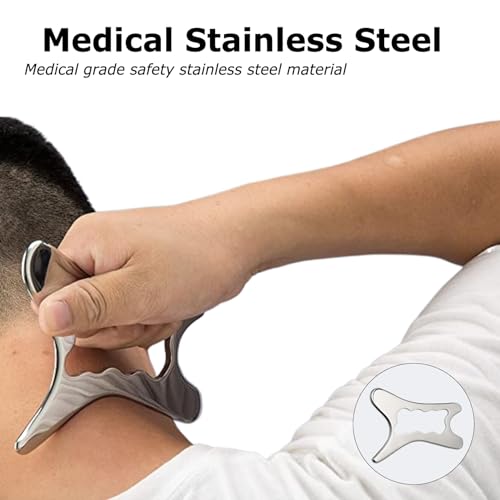 Gua Sha en acier inoxydable pour le corps : outil de massage de 5,9 x 3,2 pouces