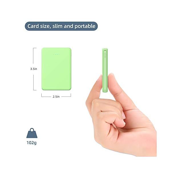 VANYUST Mini Power Bank,Portable Charger 5000mAh Capacity External Battery Pack Dual Output Port with LED Status Indicator Power Bank for iPhone, Samsung Galaxy, Android Phone,Tablet & etc (Green)