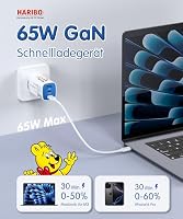 HARIBO 65W USB C Ladegerät 3-Port GaN, Schnellladegerät mit Schuko-Stecker – Ansicht 4
