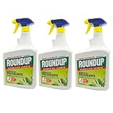 ROUNDUP Herbicida para Todo Tipo de Hierbas |1 Litro Listo para Usar con Aplicador de Pistola Integrado | Efecto Visible en 1 Hora | Elimina Más de 70 Especies de Malas Hierbas y Musgo | 3 Unidades