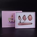 Natural Rose Quartz Yoni Egg Jade Eggs Women Kegel Exerciser Ball Crystal Yoni Wand Kegel Eggs,Eggs-Wand with Box