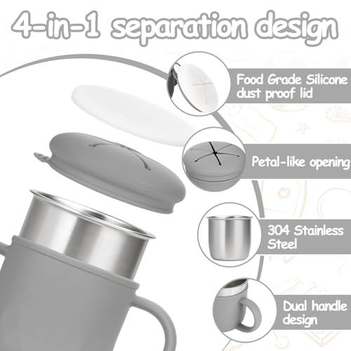 Image of Mity rain Stainless Steel Snack Containers, 4-in-1 Spill Proof