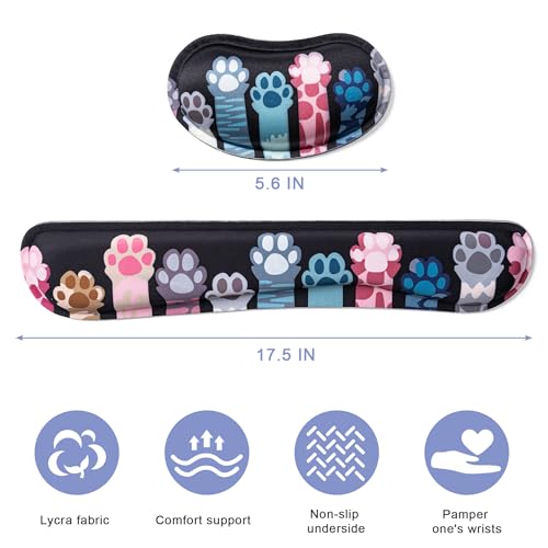 Hoewina Keyboard Wrist Rest,Ergonomic Wrist Rest,Superfine Fabric and Gel Memory Foam Wrist Pad for Computer Keyboard for Easy Typing & Pain Relief, Suitable for Office, Family, Outdoor, Cat Paw Style