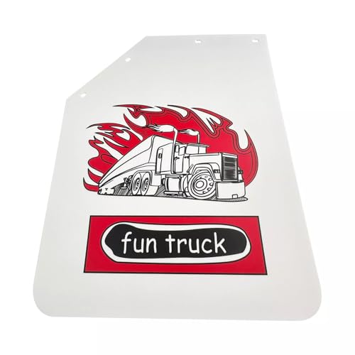 Image of 2PCS Angled Mud Flaps 24 inch x 30 inch Semi Truck Splash Guard 1 /5 inch Thick Polymer with Fun Truck Pattern