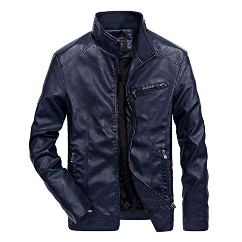 Wenchuang Giacca in Pelle Pu per Uomo Stand