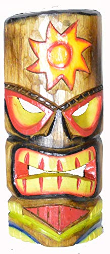 WORLDBAZZAR Hand Carved Sun Polynesian Hawaiian Tiki Style MASK 12 in Tall