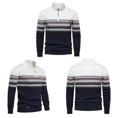 Autumn and Winter Stand up Collar Men's Sweater, Half Zipper Knitted Versatile Quarter Zip Pullover Men4