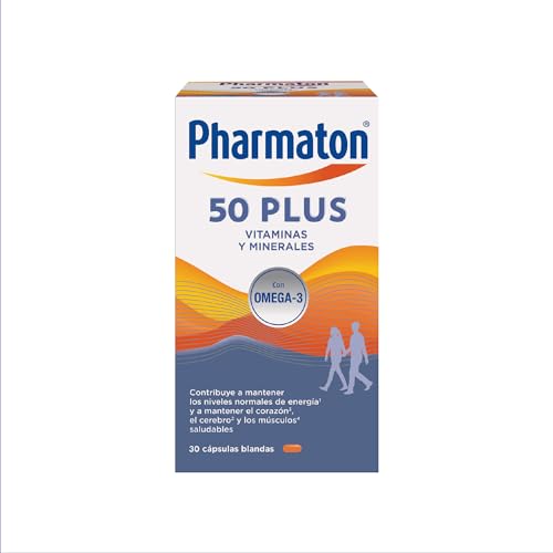 Pharmaton 50+ - Multivitamínico con Omega 3-30 cápsulas - Ayuda a mantener la energía a partir de los 50 años