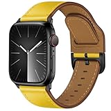 YALOCEA Compatible with Apple Watch Band 42mm 44mm, Genuine Leather Band Replacement Strap Compatible with iWatch Series 5 4 3 2 1 44mm 42mm, Brown