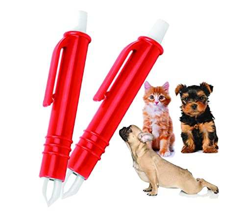 PARENCE - Set 2 pièces Retire Tique Automatique pour Animaux/Kit 2 Pinces Rouge- Pinces Anti Tique pour Chat