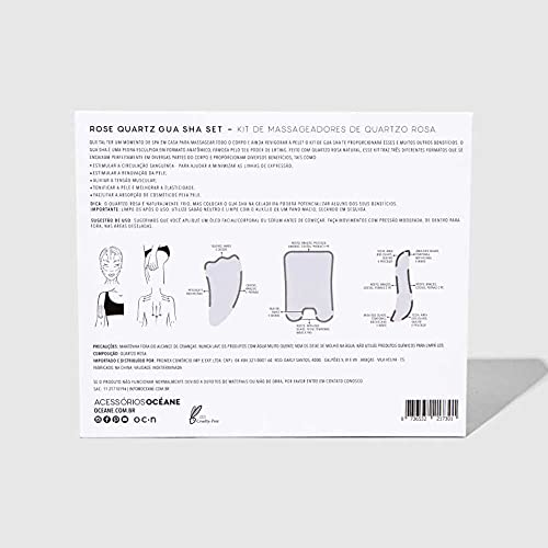 Kit de massageadores, Rosa, Rose Quartz Gua Sha Set, Océane, Océane