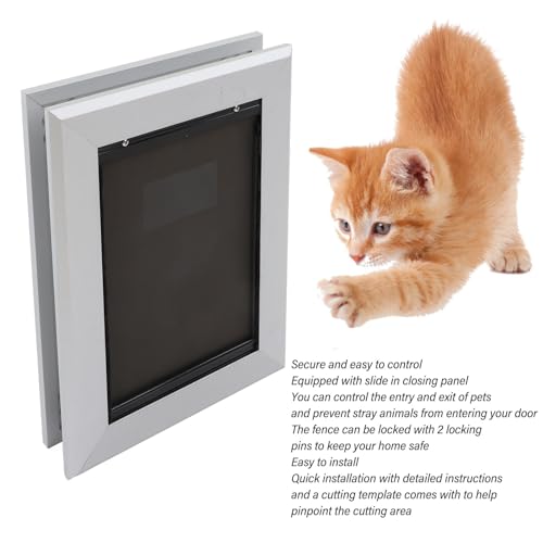 Porta de aba para animais de estimação, porta de segurança para gatos à prova de intempéries prata p