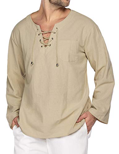 COOFANDY Mens Relaxed Meditation Shirt Fashion Drawstring Holiday Beach Top
