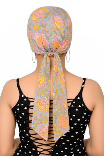 Image of Pure Cotton Double Layer Head Scarves Hair Wrap Cap, Adjustable Free Size Head Cover for Women, Girls, Under Helmet Cover