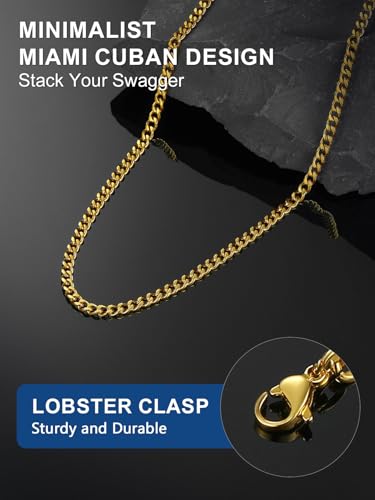 Cuban Chain for Men 26 inch Long Heavy Duty Gold Necklace Mens Gifts