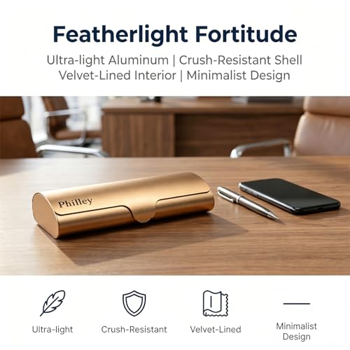 Image of Philley Aluminum Ultra-Light Eyeglasses Case Hard Shell Nearsighted Glasses Case for Women & Men