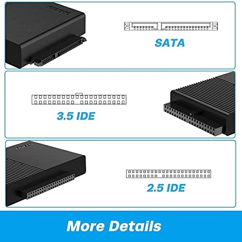 FIDECO USB 3.0 Dysk twardy Adapter dla 2,5 cala HDD/SSD, konwerter SATA i IDE z zasilaniem DC 12V 2A