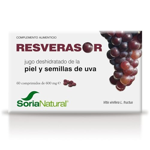 Soria Natural Resverasor Premium - Resveratrol Pastillas - Piel y Semillas de Uvas Negras - Potente Antoxidante, Protector Cardiovascular, Antiarrugas y Antienvejecimiento - 60 Comprimidos