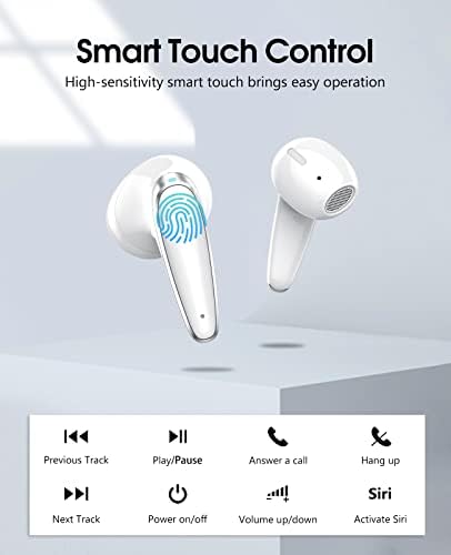 aowoka Wireless Earbud Bluetoth Earphones,5.2 Wireless Headphone Touch Control With ENC Clear Call, 32H Playtime,IPX7 Waterproof,USB-C Fast Charge, Deep Bass,For Sport/Fitness/Work/Study