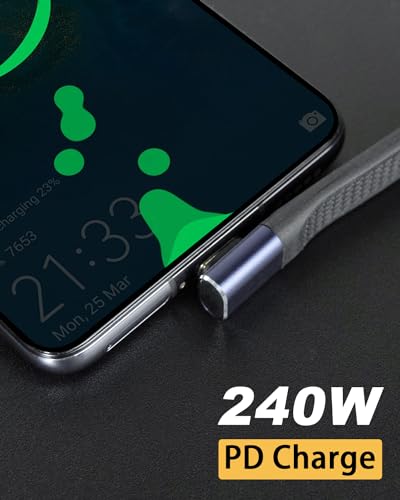 Poyiccot 40Gbps USB-C to USB-C ケーブル L字 13CM、240W 高速充電 L字 USB Type-c ケーブル 短い Thunderbolt 4 対応 柔らかい Type C オス メス FCP コード 8K@60Hz 対応 iPhone15 Pro, MacBook