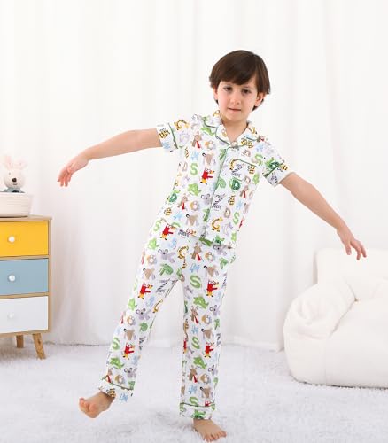 Image of Toddler Boys Girls Clothes Set Viscose from Bamboo Home Outfit Button Down Top Clothing Sets Soft with Pockets 2-5T