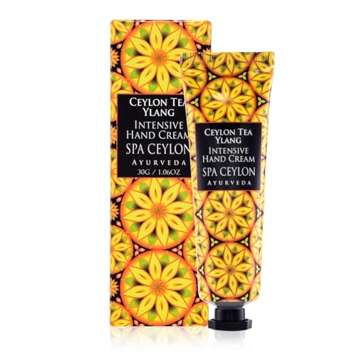Image of SPA CEYLON CEYLON TEA YLANG Intensive Hand Cream | Travel Size Natural Hand Moisturizer | Mango, Tea, and Coconut Hand Cream | Hydrating and Vegan | 30g