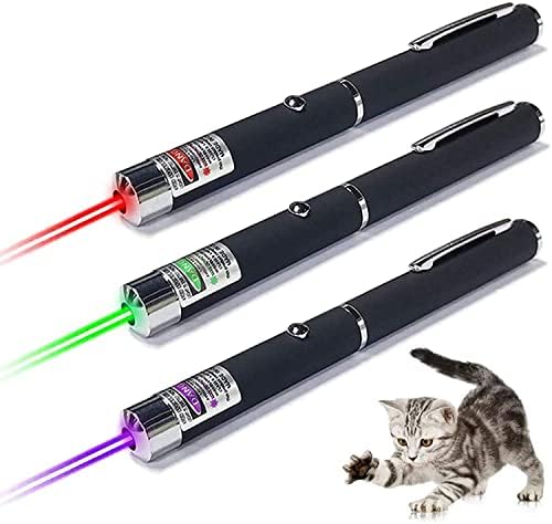 3 Pack Cat Laser Pointer Toys for Indoor Cats Dogs Kitten, Long Range Mice and Kitten Interactive Pointer
