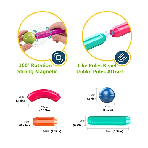 Magnetic Stick, Magnetic Balls And Rods Set, Building Sticks Blocks, Magnetic Blocks, Stem Stacking Magnetic Toys Magnet Educational Toys For Kids Boys And Girls (64 Pcs) #TOP2