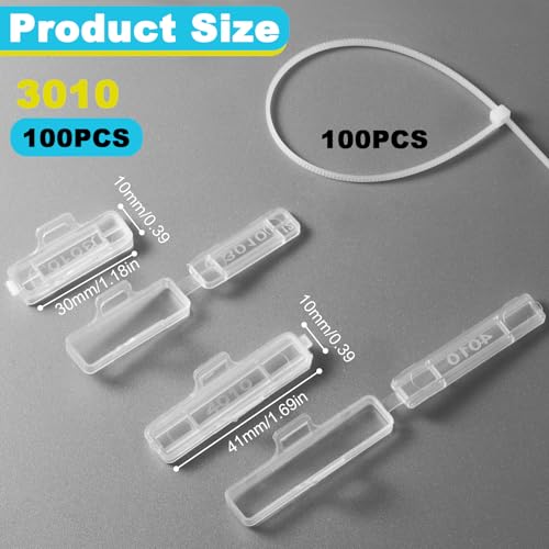 Dshunnc 100 Stück Kabelbeschriftung Clip Set mit 100 Kabelmarker + 100 Kabelbinder + 2 Etikettenbögen, Wiederverwendbare Kabelmarkierung für Elektroinstallation, Serverraum, Büro und Haushalt (3010)