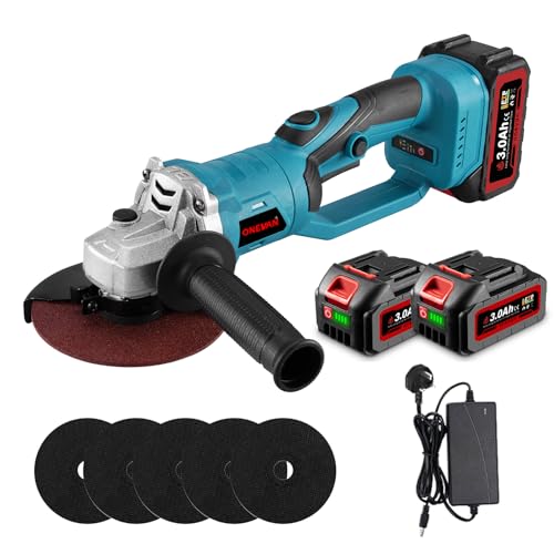 Cordless Angle Grinder Battery Power Tools - 125MM 18000RPM Rotatable Head Professional Electric Angle Grinder for Cutting, Grinding, Polishing and Rust Removal