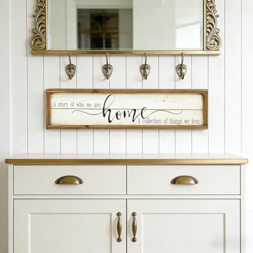 image for Parisloft A Story of Who We are Home Wood Framed Wall Decor Sign,Farmh