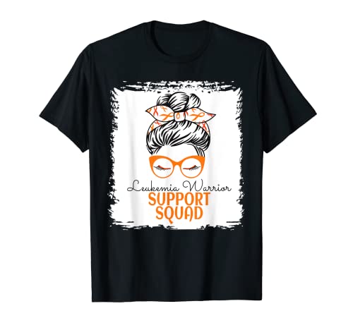 Leukemia Warrior Awareness Support Messy Bun for Women Cute T-Shirt