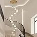 Produktbild XinZe Villa Treppen Einfache Rotation Kristallleuchter Hotel Hängelampe Clubhaus Ausstellungshalle Kronleuchter Luxusbeleuchtung Moderne Einfache Beleuchtung Creative Pendelleuchten Droplight,G9*15