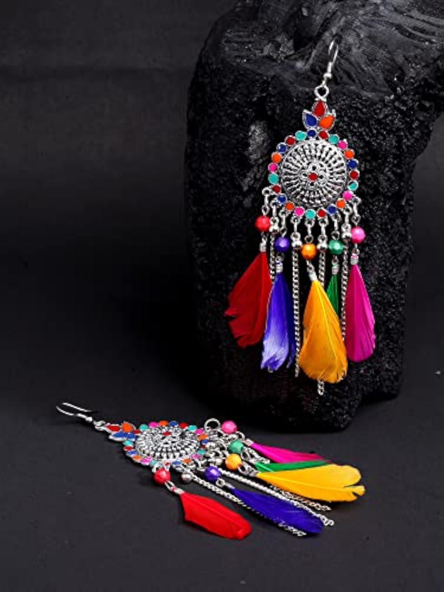 Oxidised Feather Earrings for Women