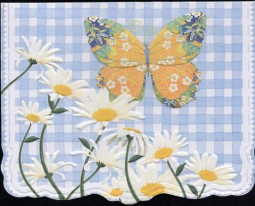 Image of Poster Foundry Set of 3 - Blue Gingham Daisy Boxed Note Cards by Carol Wilson. 10 embossed 4x5 Die-Cut Notecards and Matching Envelopes in Decorative Gift Box with Magnetic Flap. NCP2024
