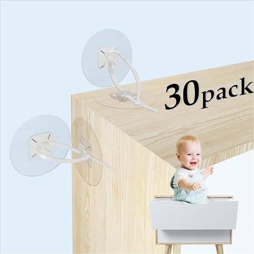 Furniture Anchors No Drill Upgraded Furniture Straps for Baby Proofing Self-Adhesive Secure 168 Pound Furniture Prevent Falling Anti Tip Earthquake Straps for Child Safety (Clear)