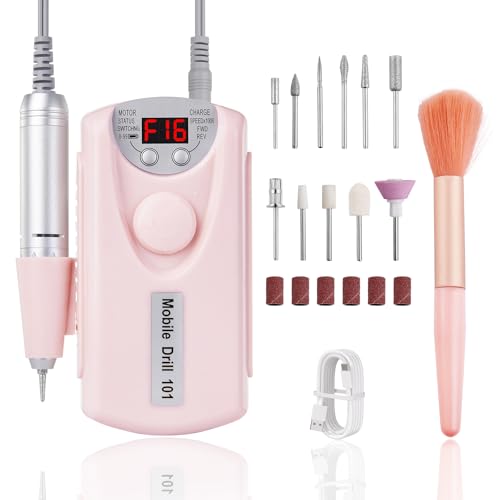 12 en 1 Ponceuse pour Ongles,30000 RPM Lime a Ongle Electrique,Ponceuse Ongle Portable pour Polissage, Enlèvement des Callosités, Pedicure,Kit de Manucure Pédicure Vitesse Réglable pour Salon/Maison,R