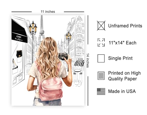 Image of Poster Master Lady With A Camera Print - Fashion Poster - Paris Art - Modern Wall Design - Chic Gift for Women & Fashionista - Glam Decor for Bedroom or Girl's Room - 11x14 UNFRAMED Wall Art