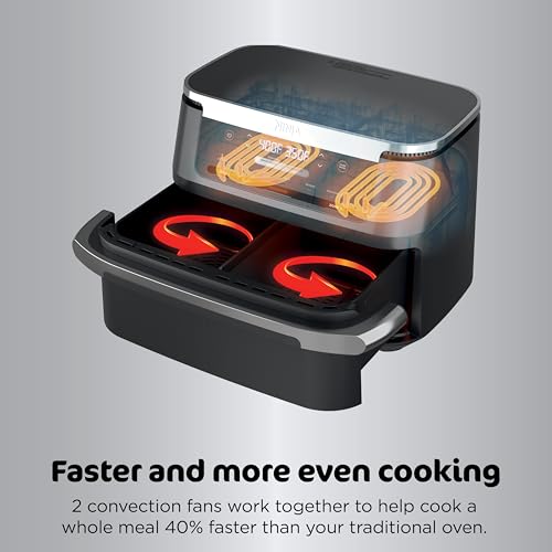 Ninja Foodi Air Fryer, 7 Qt MegaZone, 6-in-1, Black, DZ071 | Air fry, roast, broil, bake, reheat, dehydrate, 450F max, 2x3.5 Qt baskets, Smart Finish - image 8